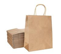 Oungy 50 Pcs Brown Paper Bags with Handles, 21x27x11cm Medium Gift Bag, Durable Thicker Kraft Paper Carrier Bags for Shopping Retail Boutique Birthday Wedding Party DIY