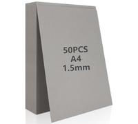 Oungy 50 Sheets A4 Greyboard, 1500 Micron Mount Board A4 Chipboard, 1.5mm Cardboard Sheets Hardboard Sheets for Model Making