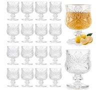 Oungy Pack of 18 shot glasses with stems, 1.5 oz/45 ml liqueur glasses with handle, 4 cl egg liqueur glasses, clear limoncello glasses, port wine glasses, espresso martini glasses, goblet glasses