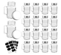 Oungy Pack of 32 Drinking Glasses with Lid, Shot Glasses with Lid, 60 ml, Mini Shot Glasses with Lid, 2 oz Drinking Glasses with Lid, Shot Glasses with Handle, Vintage Preserving Jars for Drinks