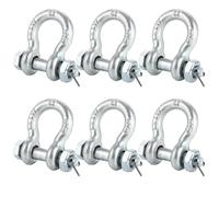 Oungy Pack of 6 Stainless Steel Shackles, 1T Load Capacity, Curved Shackle with Screw Cap, High-Strength Steel Hot-Dip Galvanised, Carabiner Shackle Small with Nut, Load Shackle