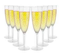 Oungy Set of 8 Plastic Champagne Flutes, 180ml/6oz Plastic Prosecco Flutes | Reusable Plastic Prosecco Flutes, Unbreakable Plastic Champagne Glasses for Garden Wedding, Birthday, Party