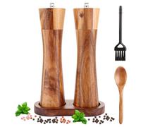 Oungy Wooden Salt and Pepper Mill Set with Ceramic Grinder, 21 cm, Brown