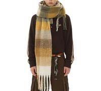 OUNIYA Large Chunky Plaid Scarf Checked Colorful Oversized Scarves Soft Big Cashmere Wool Thick Winter Warm Blanket Women, Caramel, Large