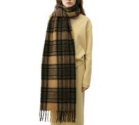 OUNIYA Large Chunky Plaid Scarf Checked Colorful Oversized Scarves Soft Big Cashmere Wool Thick Winter Warm Blanket Women, Brown Tartan, Large