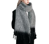 OUNIYA Large Chunky Plaid Scarf Checked Colorful Oversized Scarves Soft Big Cashmere Wool Thick Winter Warm Blanket Women, Black Grey Green, Large