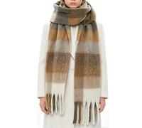 OUNIYA Large Chunky Plaid Scarf Checked Colorful Oversized Scarves Soft Big Cashmere Wool Thick Winter Warm Blanket Women, Caramel, Large