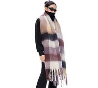 OUNIYA Large Chunky Plaid Scarf Winter Women Oversized Blanket Scarves Colorful Big Cashmere Thick Warm Shawl, Brick Coffee, Large