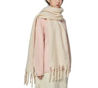 OUNIYA Large Chunky Scarf Oversized Fluffy Scarves Blanket Big Wool Thick Winter Warm, Beige, Large