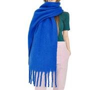 OUNIYA Large Chunky Scarf Oversized Fluffy Scarves Blanket Big Wool Thick Winter Warm, Bright Blue, Large