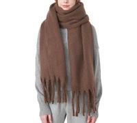 OUNIYA Large Chunky Scarf Oversized Fluffy Scarves Blanket Big Wool Thick Winter Warm, Brown, Large