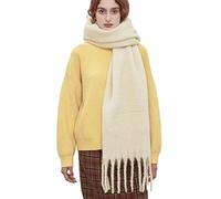 OUNIYA Large Chunky Scarf Oversized Fluffy Scarves Blanket Big Wool Thick Winter Warm, Cream, Large