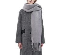 OUNIYA Large Chunky Scarf Oversized Fluffy Scarves Blanket Big Wool Thick Winter Warm, Grey, Large
