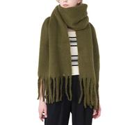OUNIYA Large Chunky Scarf Oversized Fluffy Scarves Blanket Big Wool Thick Winter Warm, Olive Green, Large