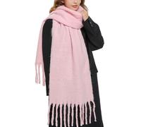OUNIYA Large Chunky Scarf Oversized Fluffy Scarves Blanket Big Wool Thick Winter Warm, Pink, Large