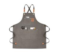 OUNLEN Chef Apron for Men Women Canvas Aprons with 3 Pockets Cross Back Resistant Work Apron for Cooking, Dark Gray, Default