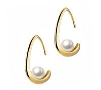 OUNONA 1 Pair Stylish Pearl Eardrop Earrings Silver Hollow Elegant Party Jewelry for Women Golden Tone Dangling Accessories Eye Catching Statement Ear Jewelry