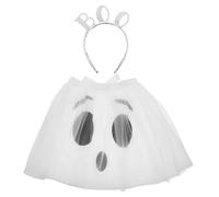 OUNONA 1 Set Ghost Costume Outfit Halloween Ghost Tutu Skirt with Hair Hoop for Halloween Carnival Cosplay Party Dress Up Props