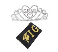 OUNONA 1 set Graduation Celebration Sash and Tiara Set Adorable Crown Headband Sash for Graduates Party Premium Satin Alloy Material for Photo and Making Memories