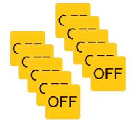 OUNONA 10 Sheets Yellow Off Stickers for Switch Buttons with Strong Adhesive, PVC Material, No Tools Needed, Suitable for Windows and Painted Walls, Appliance Label Decals