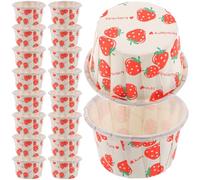 OUNONA 100 Pcs Baking Cups Lovely Strawberry Patterns, Paper Muffin Cups Convenient to Use, One-time Design Decorative DIY Cake Holders for Party Baking and Dessert