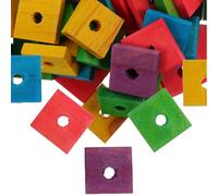 OUNONA 100 Pcs DIY Wood Chip Parrot Bite Props with Hole for Hanging Promotes Fun Wooden Material Assorted Color DIY for Parrot Bird Cockatiels Random Color