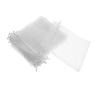 OUNONA 100pcs White Organza Bags Small Drawstring Pouches Elegant Transparent Mesh Favor Bags for Wedding Souvenirs Jewelry Storage Party Decorations