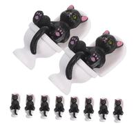 OUNONA 10pcs Black Resin Cat Figurines Small Kitten Desktop Ornaments Miniature Bathroom Garden Decoration Cute Home Office Animal Statue Cat Lovers