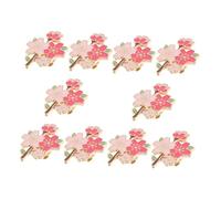 OUNONA 10pcs Cherry Blossom Brooch Pins Durable Metal Enamel Flower Badge Accessories for Women Clothes Bags Spring Themed Versatile Stylish Decoration