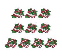 OUNONA 10pcs Christmas Brooch Pin - Holiday Decorative Lapel - Cartoon Mistletoe Candy Cane Metal Brooch Christmas Badge - Festive Party Favor for Winter Apparel Holiday Party Decoration