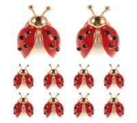 OUNONA 10pcs Ladybug Brooch Pin: Rhinestone Metal Animal Insect Lapel Badges for Women, Enamel Safety Pin for Shirt Collar Dress Corsage Accessories