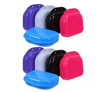 OUNONA 10pcs Leakproof Denture Case Breathing Retainer Holder for Braces Storage Box Denture Case Travel Pink Black White Blue Purple Slim Container