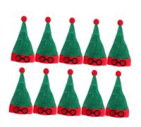 OUNONA 10pcs Mini Christmas Wine Bottle Covers Soft Tiny Santa Hats for DIY Crafts Holiday Decorations Party Supplies and Festive Gift Embellishments