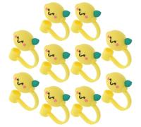 OUNONA 10pcs Reusable Silicone Straw Caps in Yellow with Adorable Shape for Distinguishing Your Straws and Decorative Use, for Parties and Everyday Use