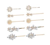 OUNONA 10pcs Rhinestone Hair Clips with Sunflower Star Leaf Designs Sparkly Bang Hairpins for Women Stylish Jewelry for Parties Weddings Festivals Gold Tone Accessories