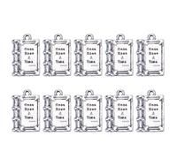 OUNONA 10pcs Silver Alloy Book Shaped Pendant Charm for DIY Jewelry Making, Eye-catching Antique Style Necklace and Bracelet Accessories for Handmade Crafts