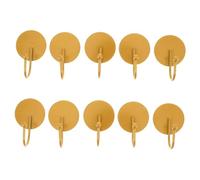 OUNONA 10pcs Strong Viscose Hook Removable Hooks Small Saving Robe Adhesive Kitchen Over Door Shower Towel Wall Round Iron Golden