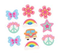 OUNONA 10Pcs Vintage Hippy Cartoon Brooch Pins for Children Decorative Clip-on Accessories for Parties Random Style