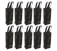 OUNONA 10PCS Wine Bottle Gift Bag: Reusable Nonwoven Single Bottle Totes with Handles - 13.78" X5.12" X3.94" Wrapping Wine for Christmas Appreciation Wedding Anniversary