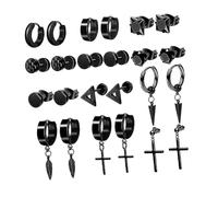 OUNONA 12 Pairs Stainless Steel Punk Style Ear Studs Set Unisex Black Cross Earrings for Parties Dances and Street Photography Versatile Accessories for Any Occasion