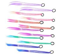 OUNONA 12pcs Braided Ponytail Hair Extensions for Lightweight Fluorescent Synthetic Hairpieces with Bands for Dance Stage Shows and Everyday Play