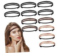 OUNONA 12pcs Elastic Stretch Hairpiece Braided Hairband Women Girls Headband Plaited Headbands for Braiding Hair Braid Decor Fashion Headdress Skin-friendly Material