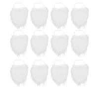 OUNONA 12pcs Funny Santa Beard Costume: White Fake Beard Christmas Santa Claus Costume Accessories Facial Hair Adults Christmas Party