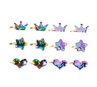 OUNONA 12pcs Heart Shaped Glitter Hair Clips Set for Shiny Sequins Barrettes Rainbow Gradient Hair Accessories for Birthdays Showers and Special Occasions