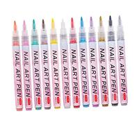 OUNONA 12pcs Nail Art Pens for DIY Nail Designs for Fine Lines Dots Stripes for Professional and Personal Use