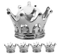 OUNONA 12pcs Silver Fillable Crown Snack Boxes with Dome Plastic Covers Capacity Candy Containers for Wedding Favors Party Treats and Birthday Storage