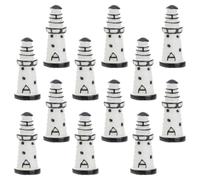 OUNONA 12pcs White Resin Decorative Lighthouse Figurines for Aquarium and Indoor Decor, DIY Assembly Miniature Lighthouse Fish Tank Decor Adorable Coastal Style and Unique Bottle