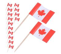 OUNONA 150pcs Mini Canadian Flag Toothpicks Double-sided Cupcake Toppers Food-safe Picks for Appetizers Cheese Markers Fruit Snacks Party Decorations