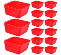 OUNONA 15pcs Bird Cage Hanging Cups, Birds Feeders Bowl, Red | Poultry Food Bowl, Hanging Feeding Dish for Pet Parrot Parakeet Gamefowl Poultry, Pigeon, Sparrow