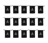 OUNONA 15pcs Black Pirate Drawstring Bags with Skull Pattern, Polyester Halloween Loot Bags, Versatile Treasure Pouches for Wedding Favors and Halloween Decorations, 15.5x11.5cm